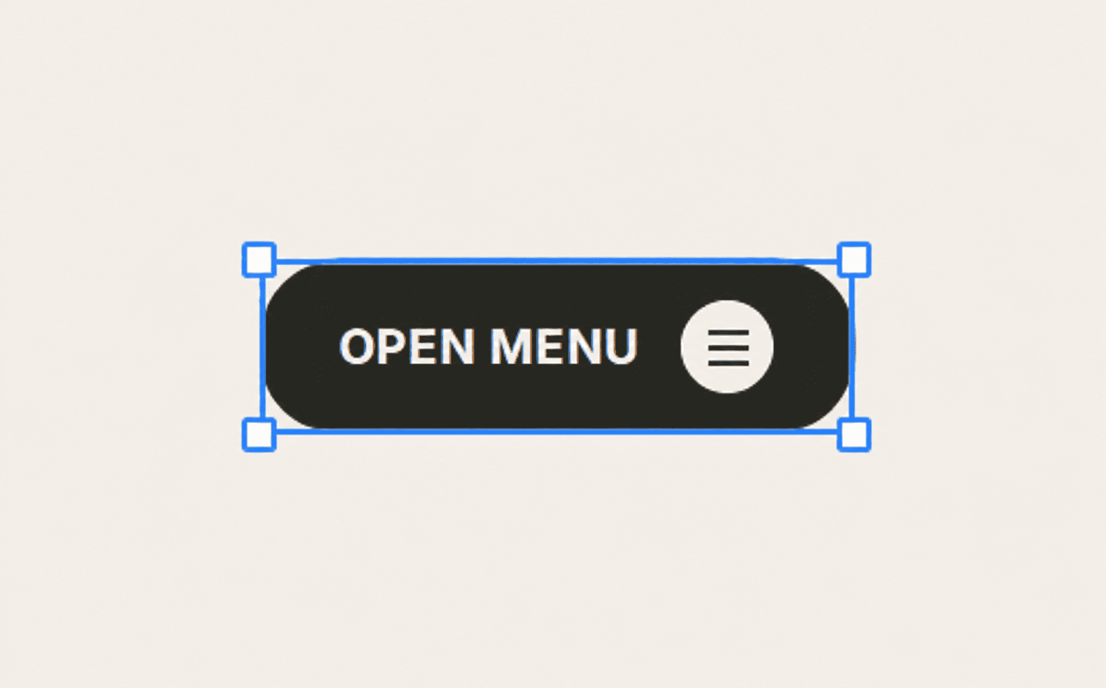 An Open Menu button selected directly on the Visual Wizard canvas